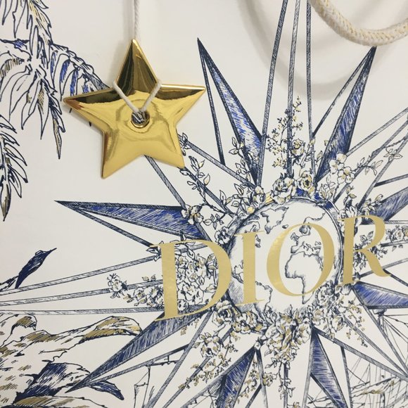 Dior 2022 Holiday Nautical Toile Gift Bag 17x14x6.5" w/Gold Star Charm RARE!! - Picture 2 of 16